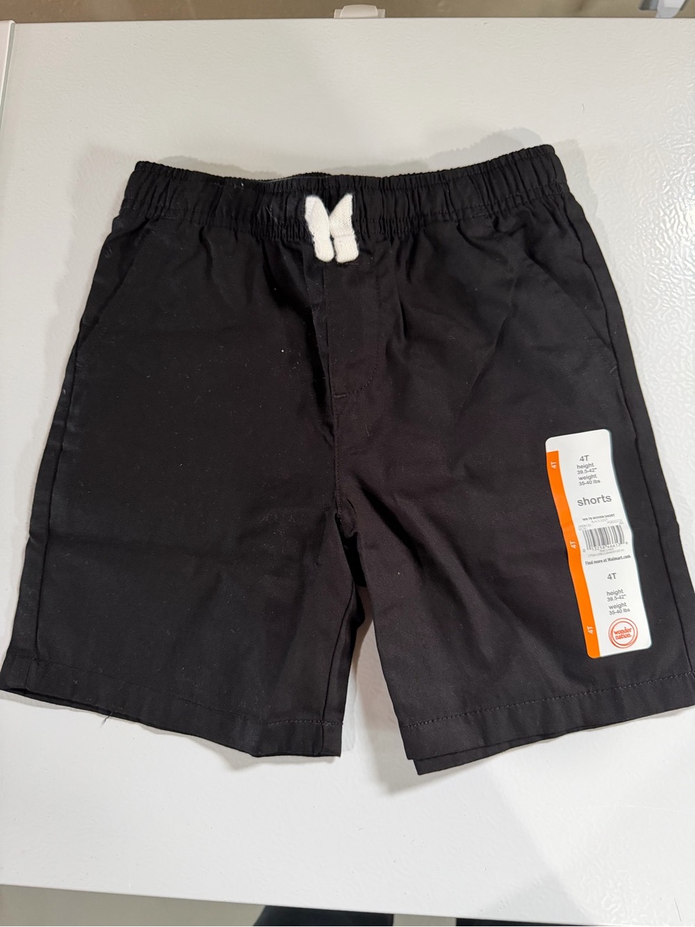 Wonder Nation Toddler Black Drawstring Shorts 4T NWT